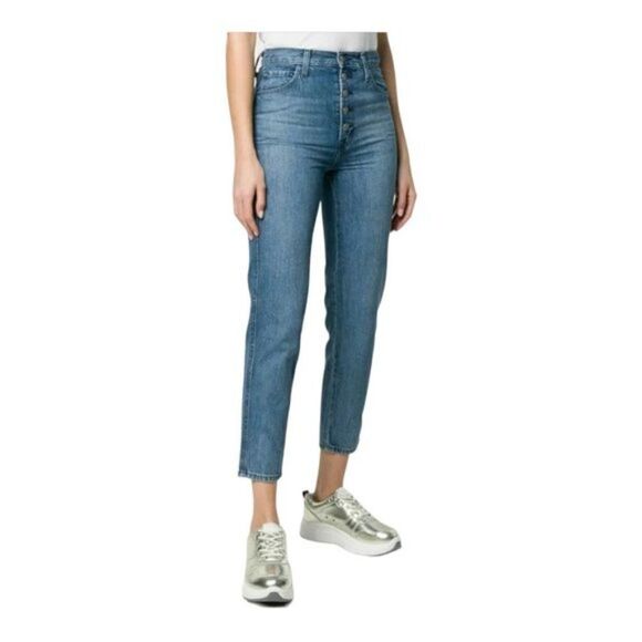 J BRAND Heather Hi Rise Slim Straight Cropped Denim Jeans Electric Dream US 30 - Picture 2 of 15